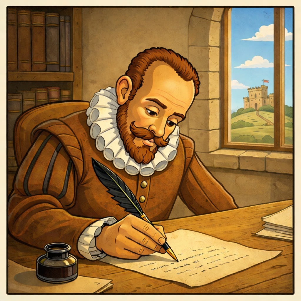 Miguel de Cervantes writing