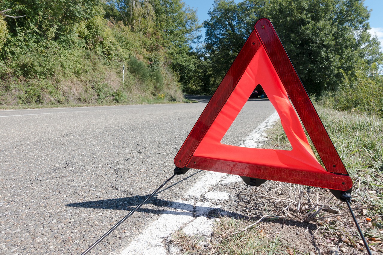 emergency triangles on the side of the road