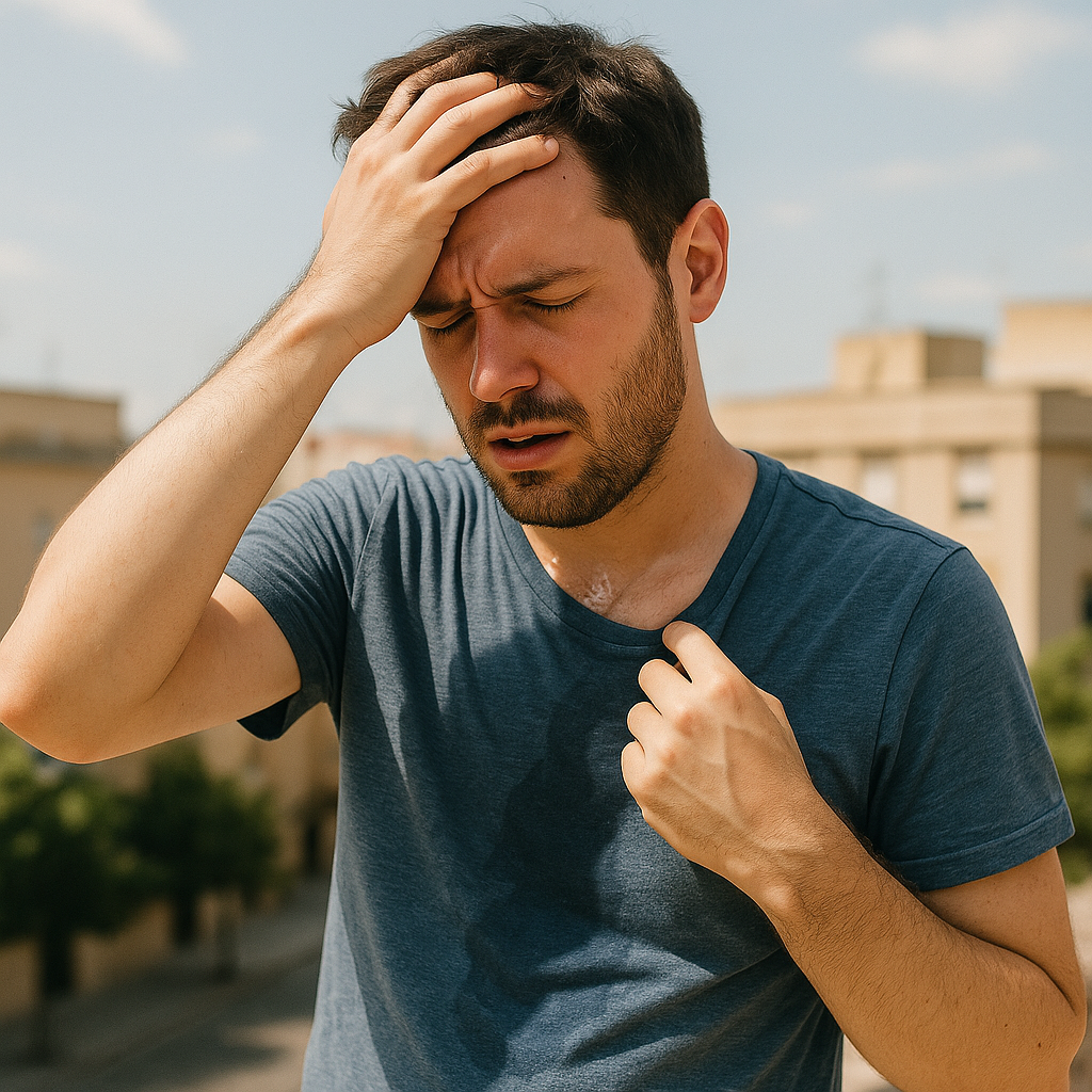 a man feeling the extreme heat