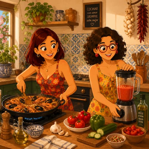 Inma and Silvia cooking