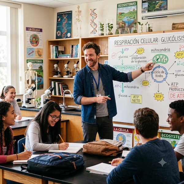 cool teacher in classroom