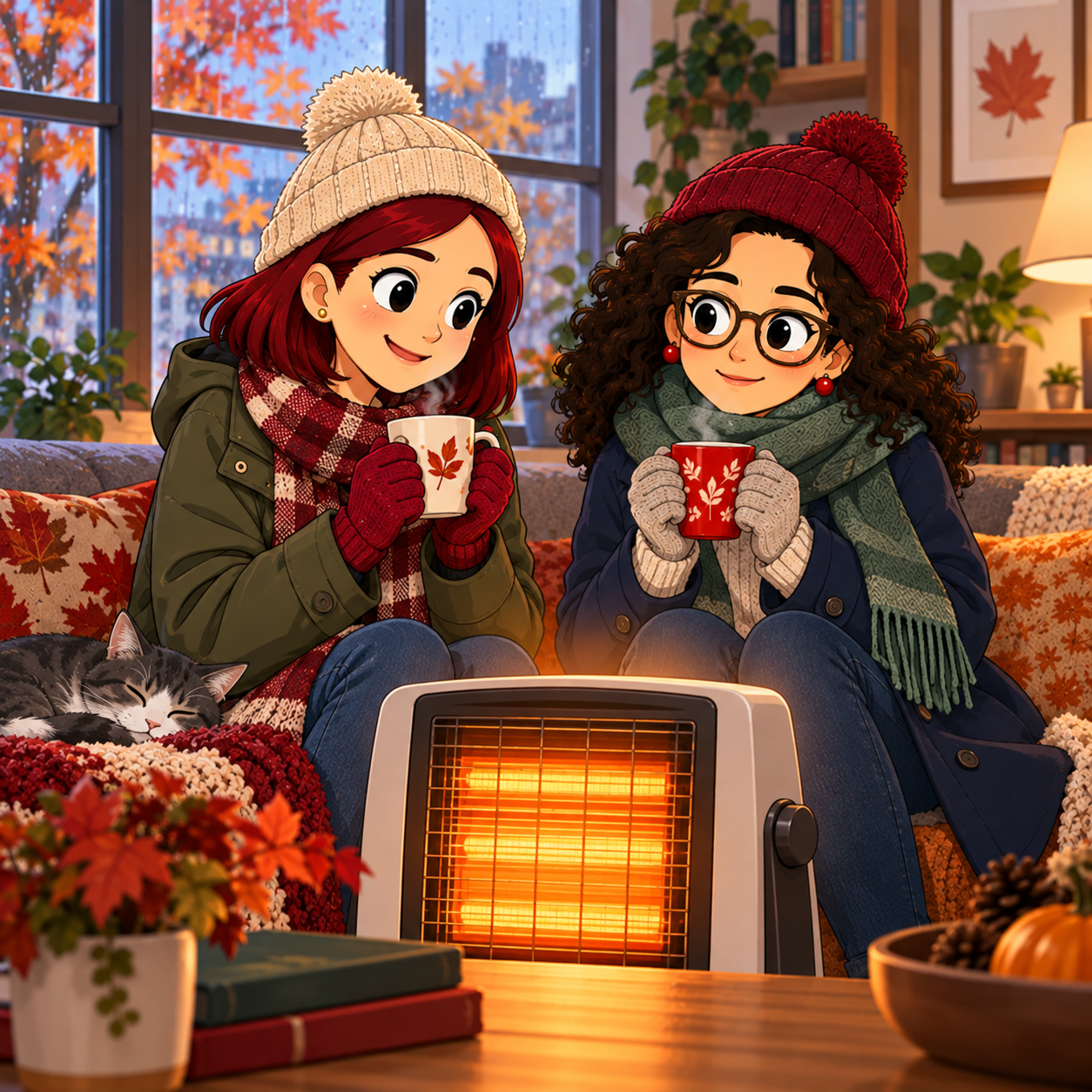 Silvia and Inma with autumn clothes