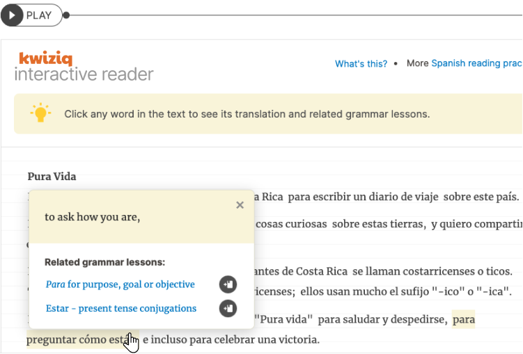 Spanish Reading Practice: Free interactive texts