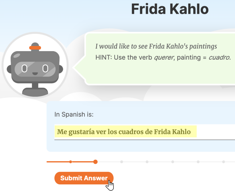 Spanish writing exercise with Answer